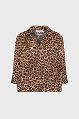 AUDE SATIN LEOPARD PRINT SHIRT