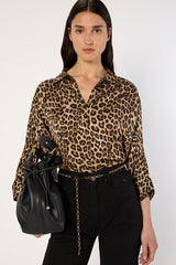 AUDE SATIN LEOPARD PRINT SHIRT