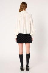 AGNELLA ECRU RUFFLED SATIN SHIRT