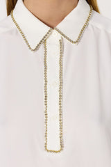 ASTRID WHITE GOLDEN PEARLS SHIRT