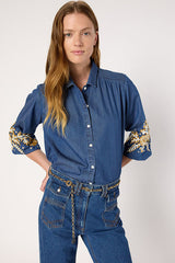 AMELIE EMBROIDERED DENIM SHIRT
