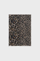ROSALIE KAKI WOOL AND CASHMERE LEOPARD SCARF
