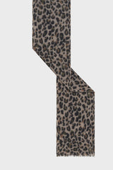 ROSALIE KAKI WOOL AND CASHMERE LEOPARD SCARF