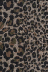ROSALIE KAKI WOOL AND CASHMERE LEOPARD SCARF
