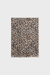 ROSALIE STRAW WOOL AND CASHMERE LEOPARD SCARF