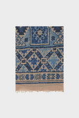 RAISSA INDIGO INCA PRINT WOOL SCARF