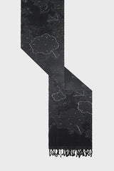 ROSETTA LARGE FLOWER PRINT SEQUINED WOOL SCARF