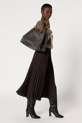 BAHIRA CINNAMON PLAIN PLEATED SKIRT