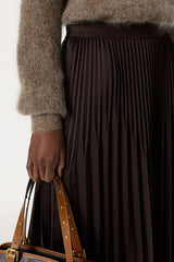 BAHIRA CINNAMON PLAIN PLEATED SKIRT