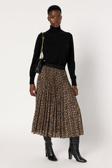 BABETTE LEOPARD PLEATED SKIRT