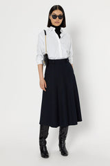 WHITE PLAIN A-LINE MIDI SKIRT