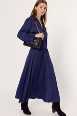 BELLA NAVY SATIN SKIRT