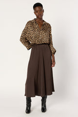 BELLA KAKI SATIN SKIRT