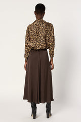 BELLA KAKI SATIN SKIRT