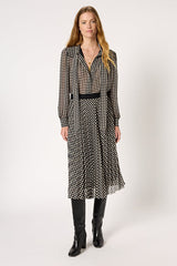 BETH GRAPHIC POLKA DOT PRINT MIDI SKIRT