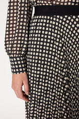 BETH GRAPHIC POLKA DOT PRINT MIDI SKIRT