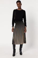 BIBIANE TWO-TONE PLEATED KNIT SKIRT