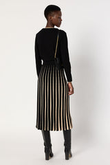 BIBIANE TWO-TONE PLEATED KNIT SKIRT