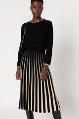 BIBIANE TWO-TONE PLEATED KNIT SKIRT