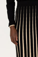 BIBIANE TWO-TONE PLEATED KNIT SKIRT