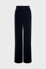 CLOTILDE NAVY VELVET WIDE LEG TROUSERS