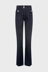 CLEMA GOLD-TONE BUTTONS RAW DENIM STRAIGHT JEANS