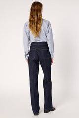 CLEMA GOLD-TONE BUTTONS RAW DENIM STRAIGHT JEANS