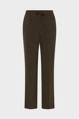 CLARAEL KAKI ELASTICATED BACK STRAIGHT TROUSERS
