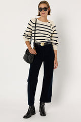 CELESTE NAVY CORDUROY STRAIGHT TROUSERS