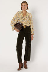 CELESTE KAKI CORDUROY STRAIGHT TROUSERS