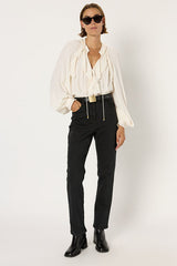 CARMEN BLACK BEIGE STRAIGHT JEANS