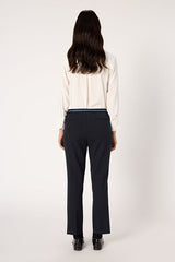CELIA NAVY ELASTICATED BACK STRAIGHT TROUSERS