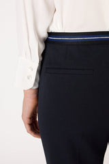CELIA NAVY ELASTICATED BACK STRAIGHT TROUSERS
