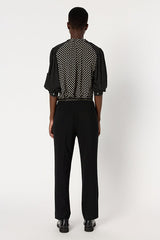 CORA BLACK ELASTICATED BACK STRAIGHT TROUSERS