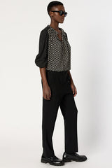 CORA BLACK ELASTICATED BACK STRAIGHT TROUSERS