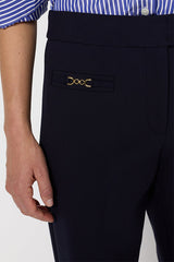 CALLIE NAVY GOLD TONE STRAIGHT TROUSERS
