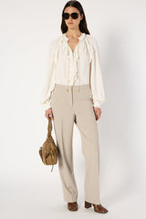 CECILE SAND ELASTICATED SUIT TROUSERS