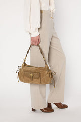 CECILE SAND ELASTICATED SUIT TROUSERS