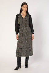 LOVA ELASTICATED POLKA DOTS MAXI DRESS