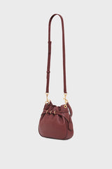 LE MINI ROMY CHERRY GRAINY LEATHER BUCKET BAG