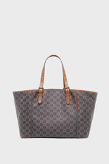 SIMPLE BAG BROWN MONOGRAMMED COATED CANVAS AND LEATHER SHOPPING BAG