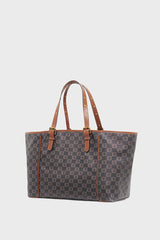 SIMPLE BAG BROWN MONOGRAMMED COATED CANVAS AND LEATHER SHOPPING BAG