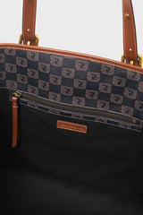 SIMPLE BAG BROWN MONOGRAMMED COATED CANVAS AND LEATHER SHOPPING BAG