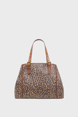 SIMPLE BAG LEOPARD MONOGRAMMED COATED CANVAS AND LEATHER SHOPPING BAG