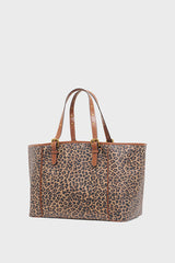 SIMPLE BAG LEOPARD MONOGRAMMED COATED CANVAS AND LEATHER SHOPPING BAG