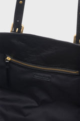 SIMPLE BAG BLACK CRINKLED EFFECT LEATHER SHOPPING BAG