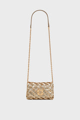 LE MINI FANNY GOLD MINI SEQUIN CROSSBODY BAG