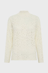 HARMONIE ECRU LACE STAND UP COLLAR FINE SWEATER