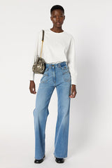 HERMINE ECRU GLITTER COTTON T-SHIRT