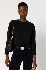 HERMINE BLACK GLITTER COTTON T-SHIRT